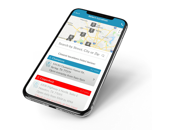 mobile screenshot of checkins app locations