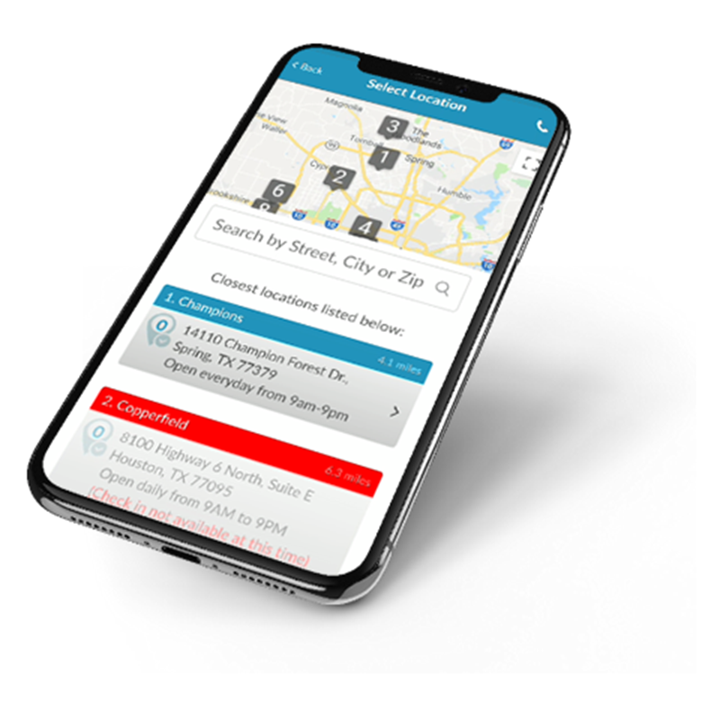 mobile screenshot of checkins app locations